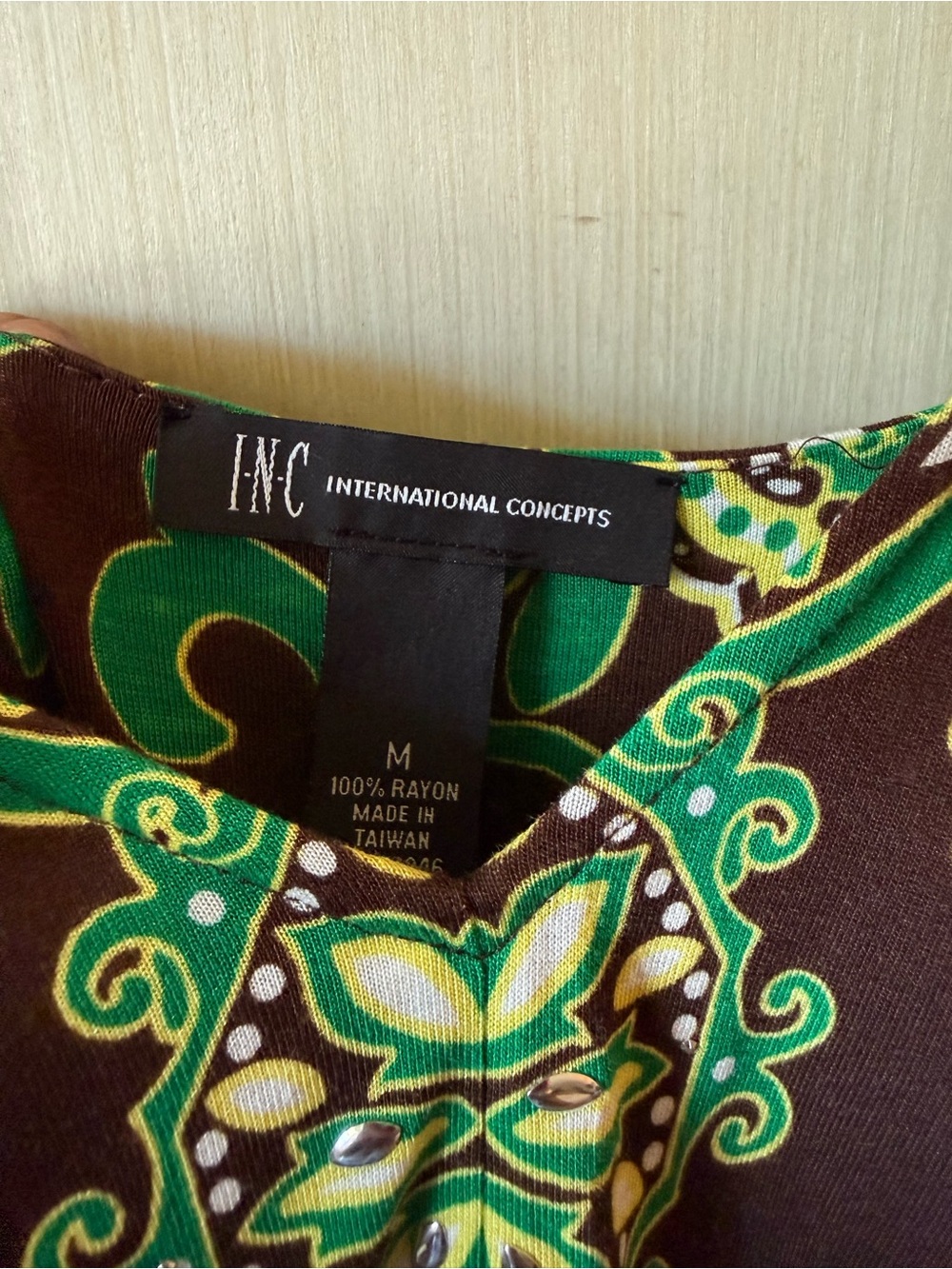 Inc Brown Floral Print Maxi Dress with Green Accents - Picture 8 of 8